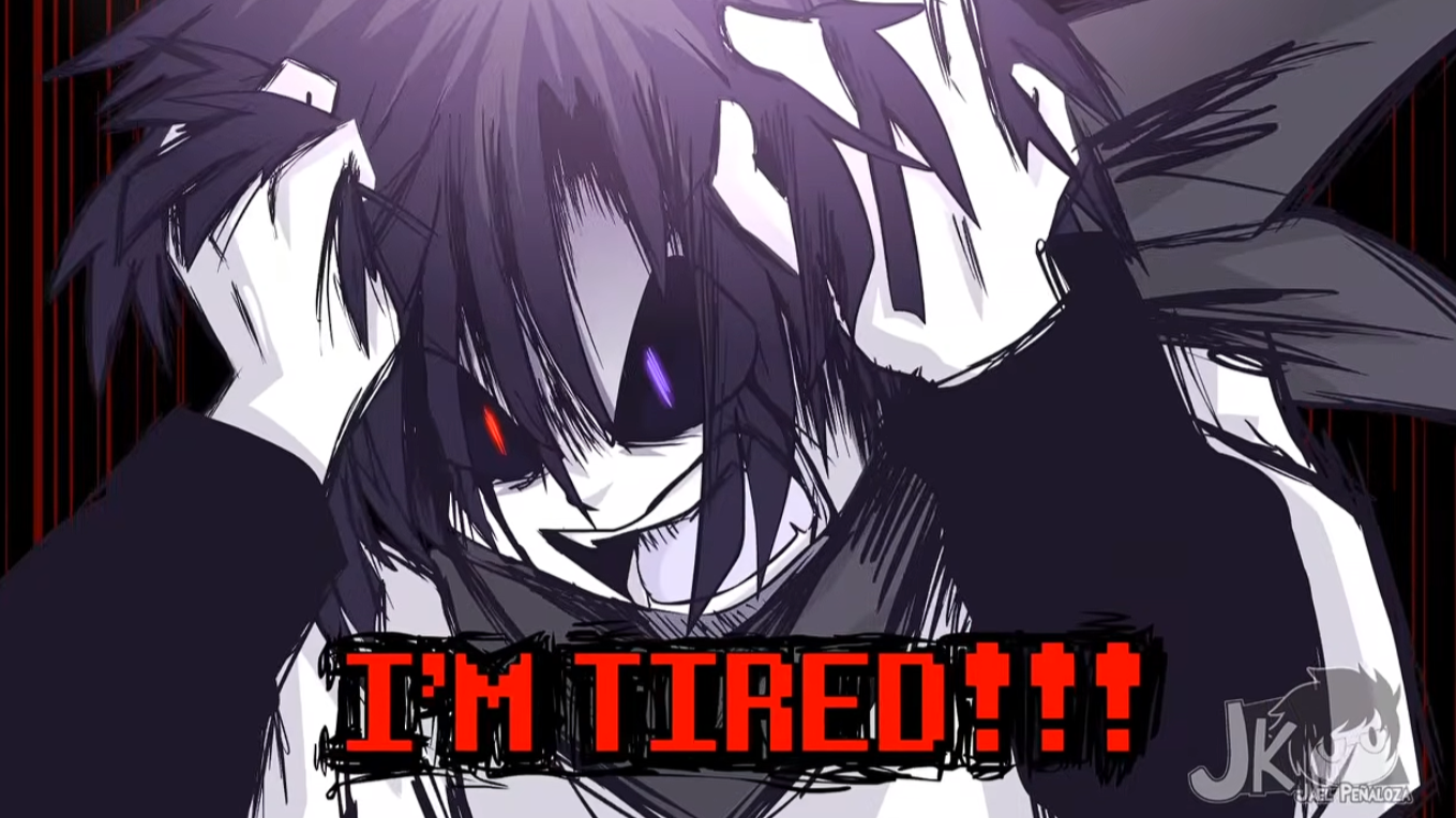 I'M T̶̯̾I̸̧̎̐R̶̰̯̎͑E̶̔̒́̕D̴̍͐̎̚のバナー