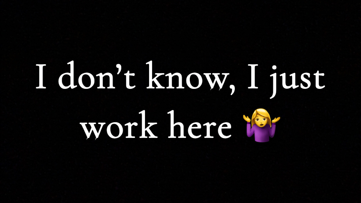 Idk I just work hereのバナー