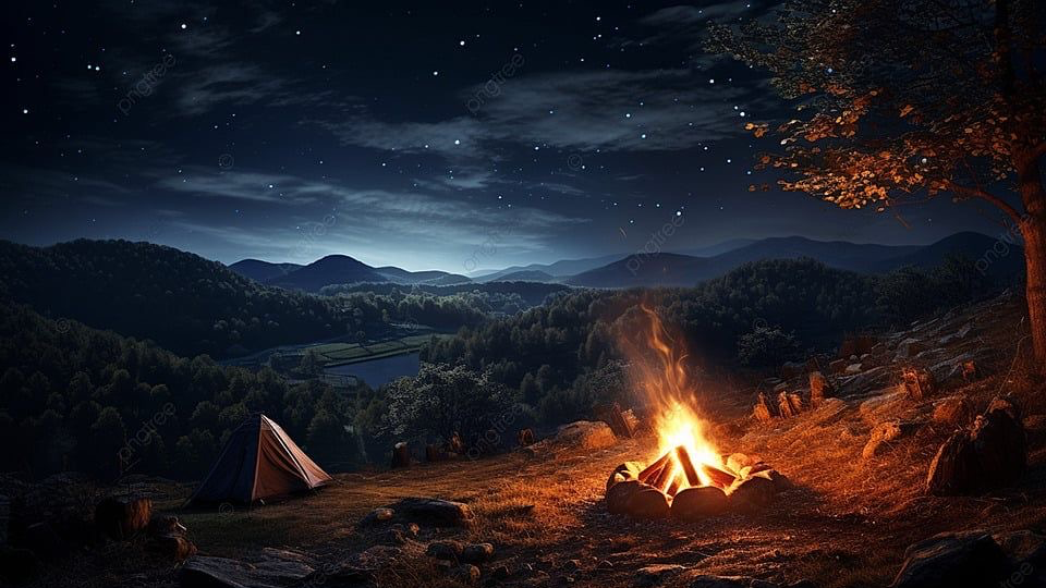 sitting around a campfire and just talking