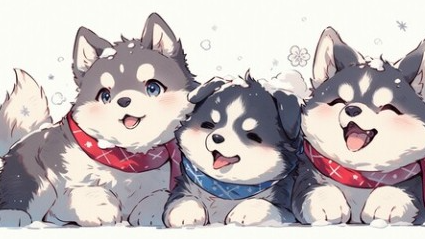 Husky pup X Husky dog