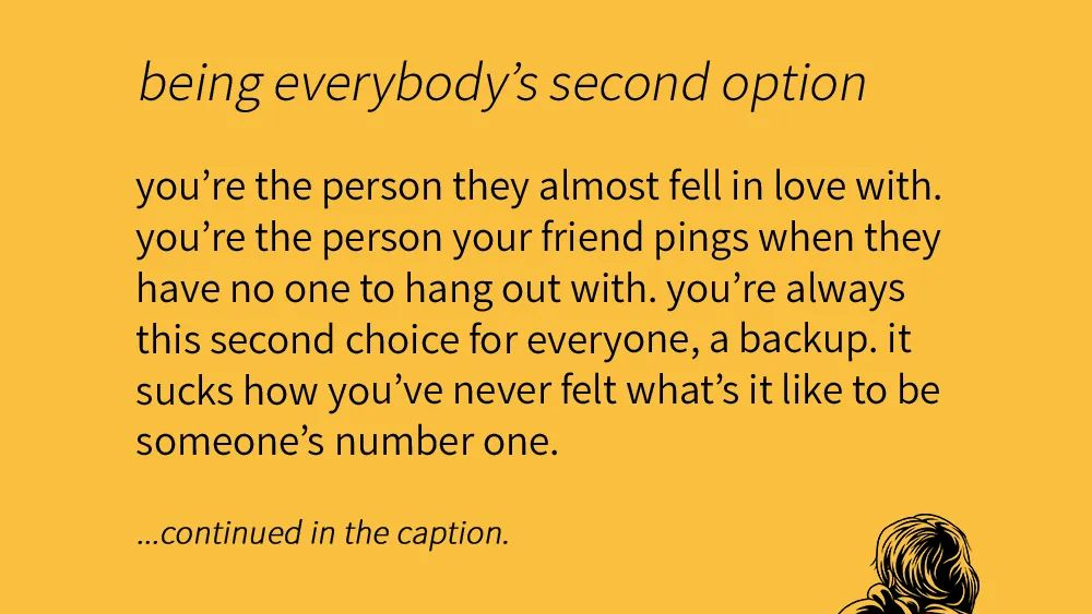 Tired of being someone's second choiceのバナー