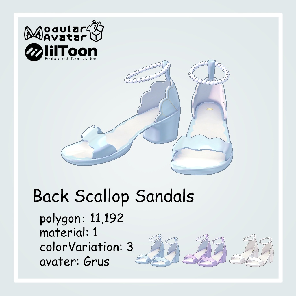 バックスカラップサンダル/ Back Scallop Sandals for Grus