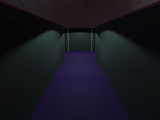 A hall with a room and mirror