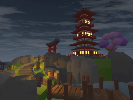 Nighttime Japanese Island