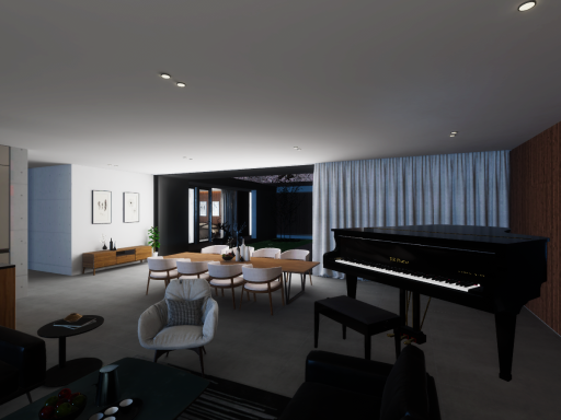 The sounds of a piano on a rainy night