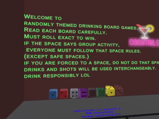 Themed drinking board games and dice 2