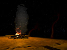 Small island and campfire