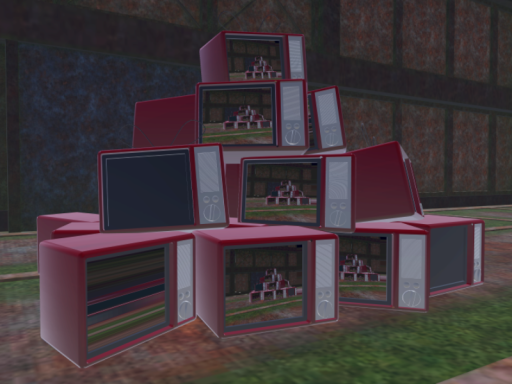 レトロなテレビが積みあがってるやつ⁄stack of TVs