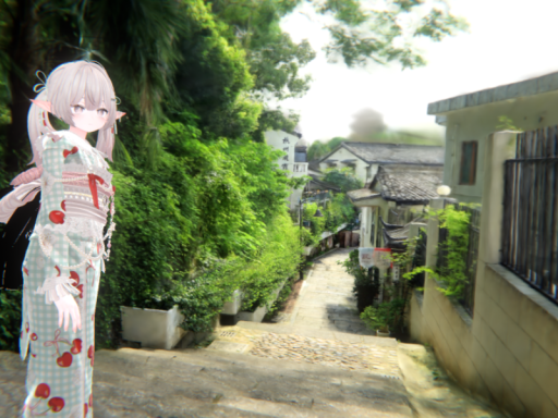 远眺楼阁的小巷-閣楼を遠望できる坂路地-（3DGS）