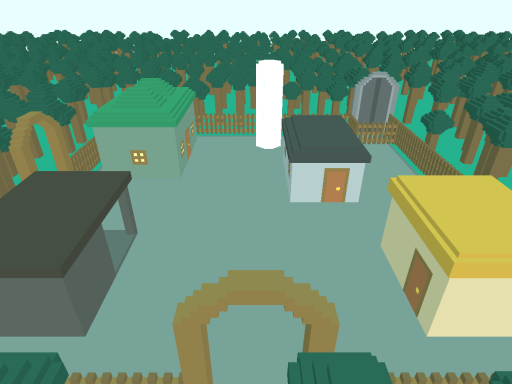 Voxel forest village