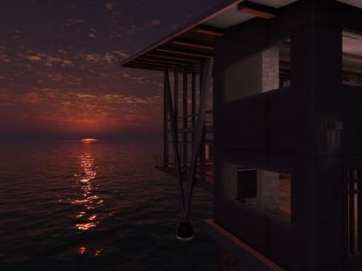 夕日の中で
