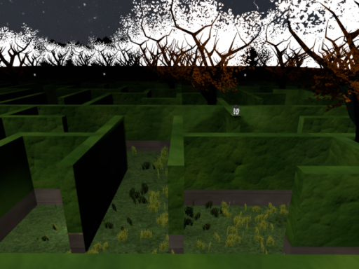 Simple Hedge Maze At Night