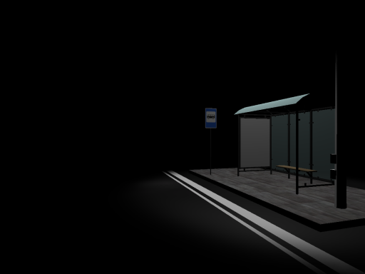 A rainy bus station