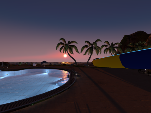 Hotel on the beach evening