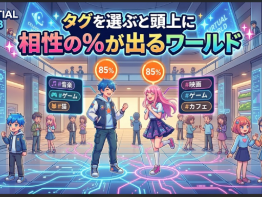 タグを選ぶと頭上に相性の％が出るワールド ベータ版0․95