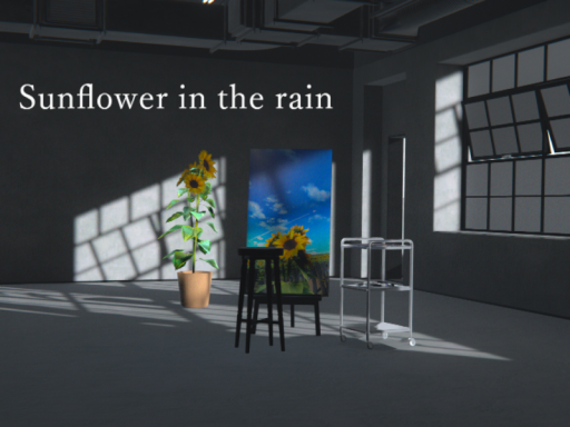 Sunflower in the rain