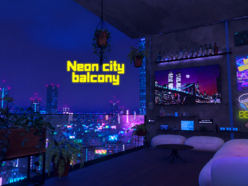 Neon city balcony