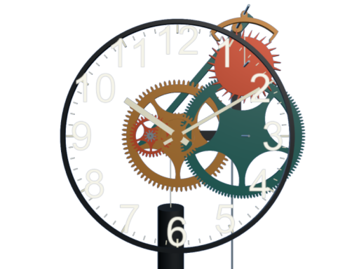 振り子時計の中身が見えるワールド Clock Mechanism