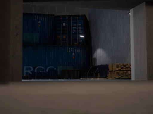 Small rainy industrial area