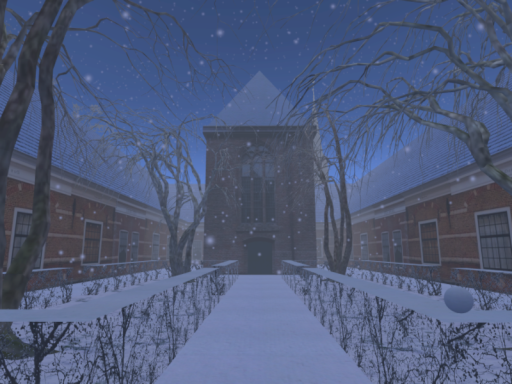 Snowy courtyard