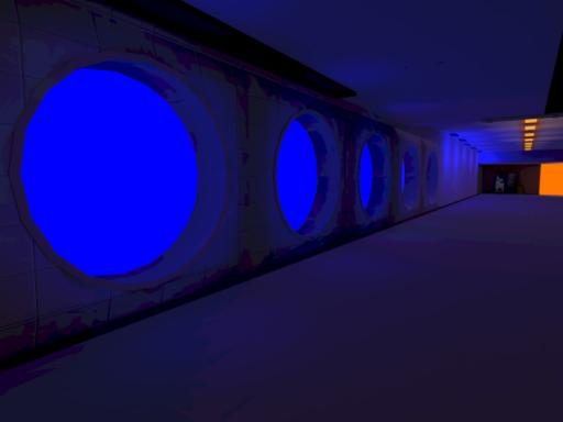 blue window corridor