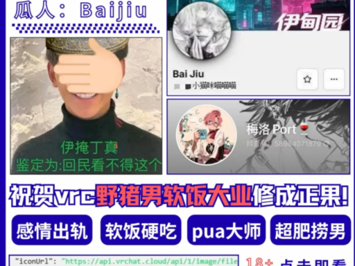 VRC野猪男Bai Jiu软饭吃出一身傲骨