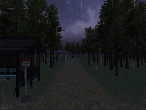 Rainy bus stop