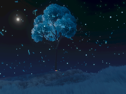 夜空下的草地