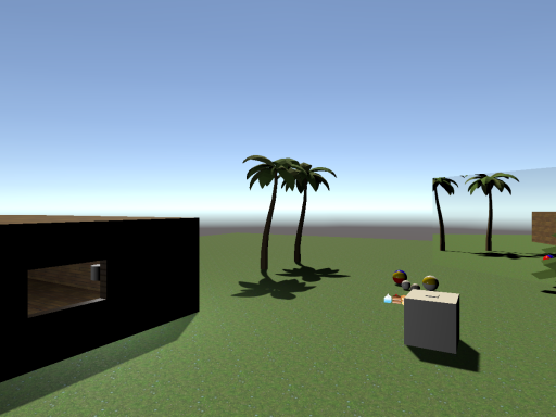 big flat grassy platform with some stuff