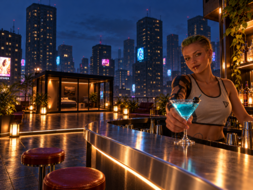 Cozy Neon Cyberpunk Balcony