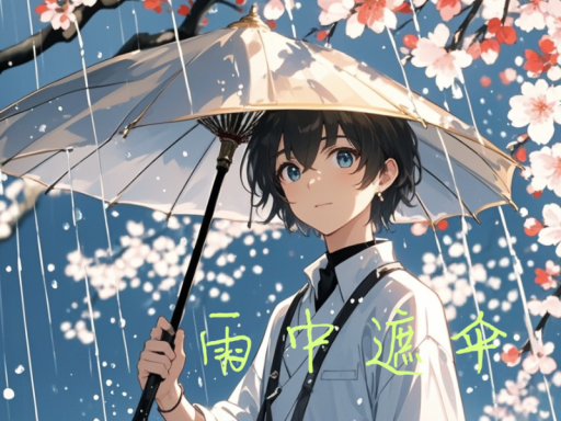 雨中遮伞